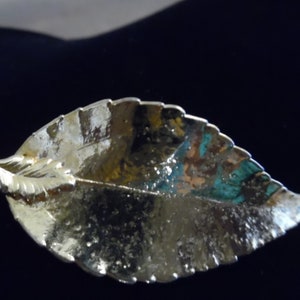 VIntage 1980s Gold Leaf Natural Leaf Pendant Golden Leaf Charm Textured Leaf Pendant