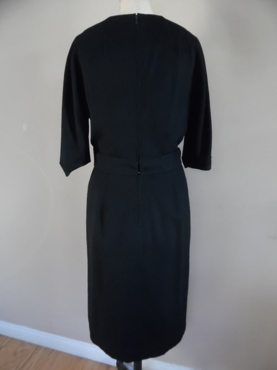 Vintage 1980s Ellen Tracy Black Wool Dress; Secre… - image 4