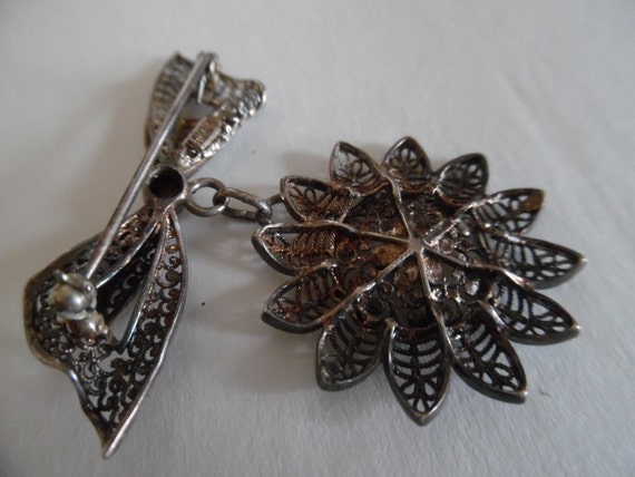 Vintage 1930s Sterling Silver Filigree Bow and Da… - image 3