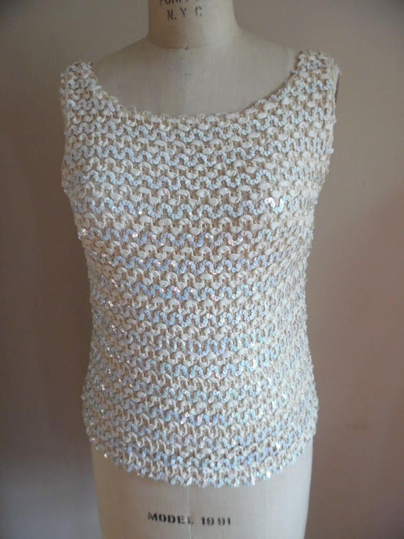 Vintage 1960s Iridescent Sequin Embellished Wool … - image 2