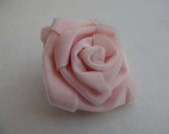 Handmade Floral Hair Clip Pink Velvet Ribbon Rose Hair Clip by Sofi Handknits
