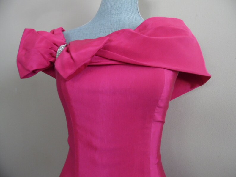 evening dress in shocking pink faille