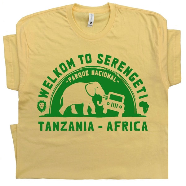 Serengeti National Park T Shirt Tanzania Africa Shirt Elephant Shirt Vintage Circus Zoo Animals African Safari 4x4 Shirt Camping Tee