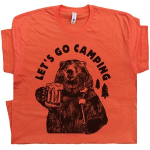 Let's Go Camping T Shirt Funny Camping Shirts with Cool Saying Grizzly Bear Camp Pun Tees For Men Women Great Smoky Smokey The Mountains