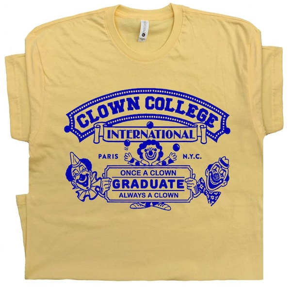 Clown College Shirt Funny Clown T Shirt for Men Women Guys Kids Circus Theme Graphic Tee Vintage Clown Tshirt Retro Cool Pennywise Shirt