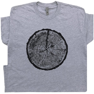 Tree Rings T Shirt Cool Camping T Shirt Graphic Print Retro Outdoors Design Wilderness Tee Funny Hiking T Shirt Gift For Men Women Kids
