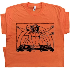 Camiseta de DJ Da Vinci, genial camiseta de DJ para hombres, mujeres y chicos, camiseta gráfica de música techno y house, genial camiseta gráfica de tocadiscos de vinilo, tocadiscos, hip hop