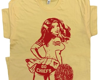 Go Chiefs T Shirt Vintage Football Shirts for Women Men Cute Retro Chiefs Cheerleader Tee Funny Graphic Shirt Alternative Chiefs Jersey Logo