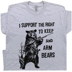 T-shirt avec bras d'ours, chemise 2e amendement, chemise drôle pour hommes, femmes, je soutiens le droit d'armer les ours, chemise politique, t-shirt pour les droits des armes à feu patriote
