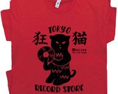 ミュージシャン CDL TOKYO vintage Tee L size Tokyo Record Store T Shirt Black Cat T Shirt Vinyl Record