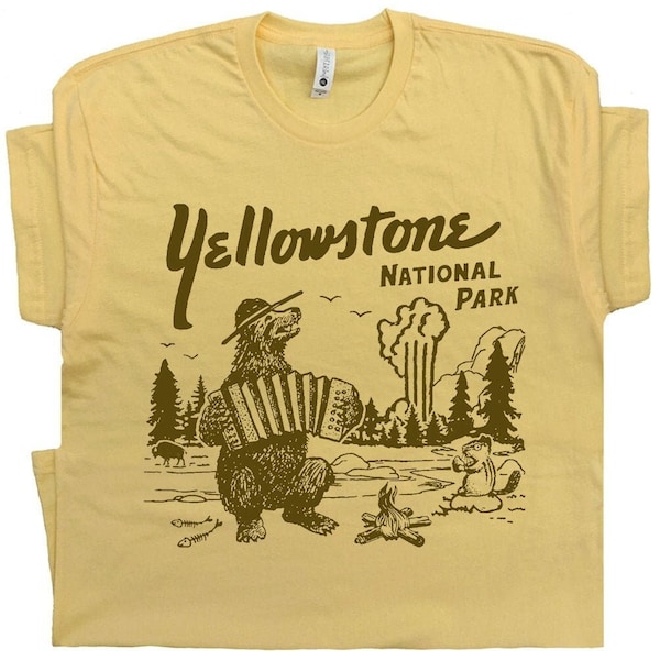 Yellowstone Shirt Vintage Nationalpark T-Shirt Lustige Camping Shirts für Männer Frauen Jungs Coole Retro Grand Canyon T-Shirt Montana Bear Camp Tshirt