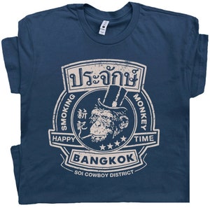 Bangkok Thailand Shirt Smoking Monkey Cool Bar T Shirt Funny Vintage Beer Shirt for Men Women Guys Famous Pub Shirt Novelty Graphic Tee