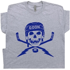 Cool Hockey Shirt Vintage Hockey T Shirt Graphic Skull and Hockey Sticks Shirt Retro Goalie Tee Gift For Hockey Player Eat Sleep Hockey