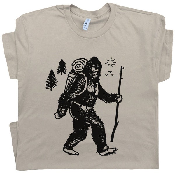 Bigfoot Camping T Shirt Sasquatch Hiking Shirt Hiker Shirts Backpacking Tee Appalachian Trail For Womens Mens Kids Yellowstone National Park