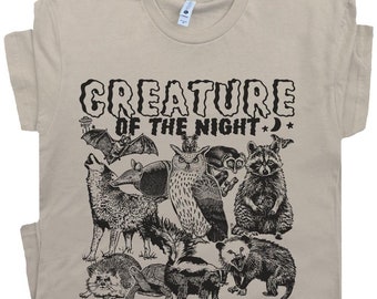 Creature Of The Night T Shirt Raccoon Shirt Funny Shirts for Women Men Guys Cool Possum T Shirt Vintage Animal Graphic Tee Armadillo T Shirt