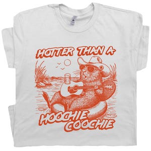 Hoochie Coochie-skjorta Vintage Countrymusik-skjorta Hetare än en Hoochie Coochie-t-shirt för kvinnor och män Rolig bävertröja Strandsommartema
