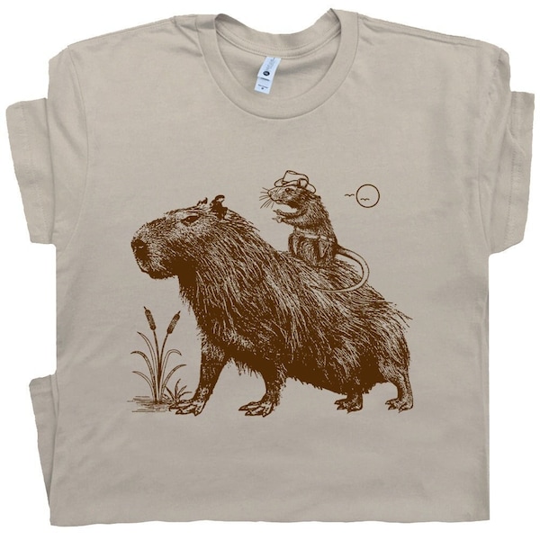 Capybara Shirt Rodent Shirts Funny Capybara T Shirt for Women Men Kids Cute Mouse Shirt Cowboy Rat Shirts Vintage Western Theme Graphic Tee