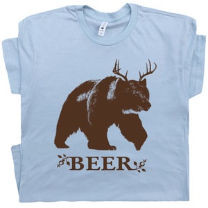 Funny Beer T Shirt Deer Bear Beer T Shirt Cool Drinking Alcohol Humor Tee Clever Witty Graphic Hunting Fishing Cute Hilarious Party Novelty