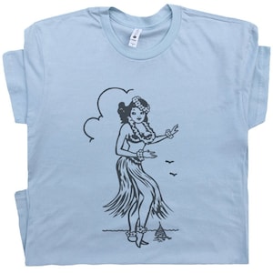 Hula Girl T Shirt Vintage Hawaii T Shirt For Men Women Guys Nautical Theme Tee Hawaiian Graphic Shirt Cool Retro Tiki Bar Tee Surfing