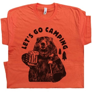 Let&#39;s Go Camping T Shirt Funny Camping Shirts with Cool Saying Grizzly Bear Camp Pun Tees For Men Women Great Smoky Smokey The Mountains
