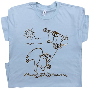 Flying Squirrel T Shirt Funny Shirts for Men Women Kids Cool Graphic Tee Cute Squirrel Shirts Vintage T Shirt Retro Cartoon Unique Design