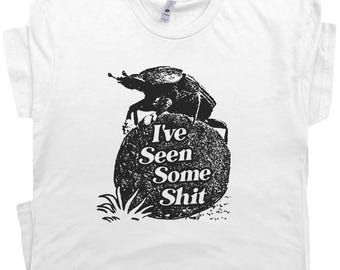 Dung Beetle Shirt Cool Insect Shirt for Men Women Guys Vintage Nature T Shirt Weird Entomology Tee Funny Bug Graphic Tee Dark Humor Shirt