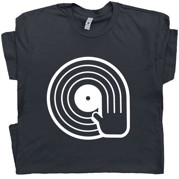 DJ T Shirt Dope DJ Spinning Vinyl Record Funny Retro Graphic Tee Cool Vintage Technics Design 80s Headphones Turntable For Men Women Teens