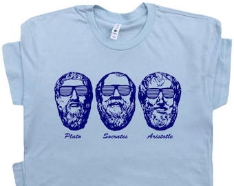 Socrates T Shirt Geek Shirts Plato Aristotle Tees Three Philosophers Funny Lawyer Shirts Genius Philosophy Funny Graphic Tees 80s Retro