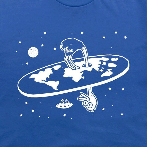 Flat Earth T Shirt Ostrich UFO Shirt Funny Shirts Conspiracy Theory Shirt Weird Random Shirts for Women Men Science Humor Society Space Tee