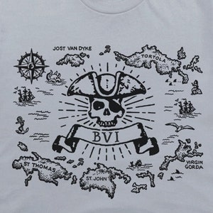 Camiseta de vela das Ilhas Virgens Britânicas, camiseta com o mapa Jost Van Dyke, camiseta Tortola, camiseta vintage de vela, camiseta com tema náutico, camiseta com caveira de pirata