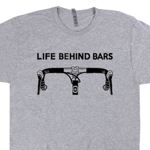 Cool Cycling T Shirt Life Behind Bars Bicycle Tee Retro Biking Shirts Mens Bicycle Shirt Hilarious Witty Humor Cyclist Shirts Gift for Biker image 2