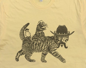 Cowboy Cat T Shirt Meowdy Shirt Funny Cat Shirt for Women Men Kids Crazy Cute Cat Catnip Madness Vintage Cool Retro Cat Graphic Shirt Kitten
