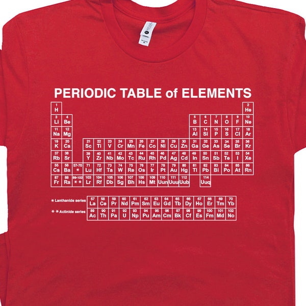 Periodic Table Of Elements T Shirt Geek Shirts Science Shirts Periodic Chart Mens Womens Chemistry Shirt Nerd Saying Big Bang Theory Tees