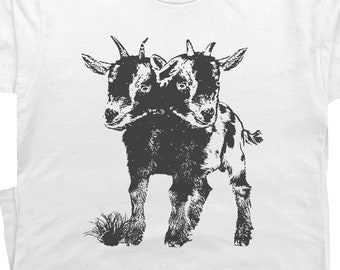 Two Headed Goat Shirt Cute Goat Shirts for Women Men Weird Oddities T Shirt Unusual Graphic Tee Freak Show Carnival Cool Cryptid Shirts