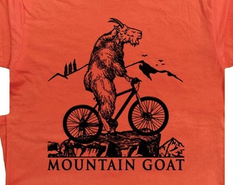 Mountain Bike T Shirts Cool Mountain Goat Tee Riding Biking Graphic Witty Gift For Mens Womens Kids Youth Trail Biker Bicycle