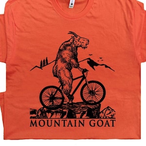 Mountain Bike T Shirts Cool Mountain Goat Tee Riding Biking Graphic Witty Gift For Mens Womens Kids Youth Trail Biker Bicycle