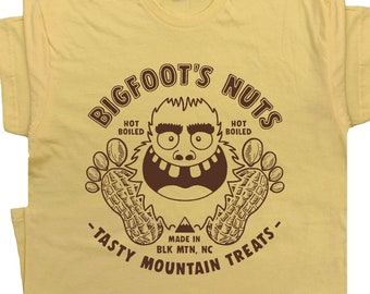 Bigfoot T Shirt Funny Cryptid Shirt Bigfoot's Nuts Tee Novelty Boiled Peanuts Sasquatch T Shirt Yeti Shirt Hilarious Monster Graphic Tshirt