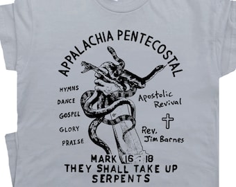 Snake Handling Church T Shirt Cool Snake Shirt Weird Shirts Occult T Shirt Rattlesnake Graphic Tee For Men Women Atheist Cult Horror Movie