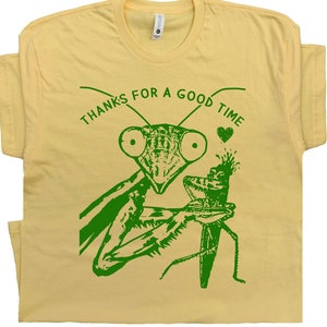 Mante Religieuse T-shirt Drôle Bizarre Fou Chemises pour Femmes Hommes Man Eater Mignon Insecte Chemise Cool Graphique Chemises Dark Humour Tee Silly Saying