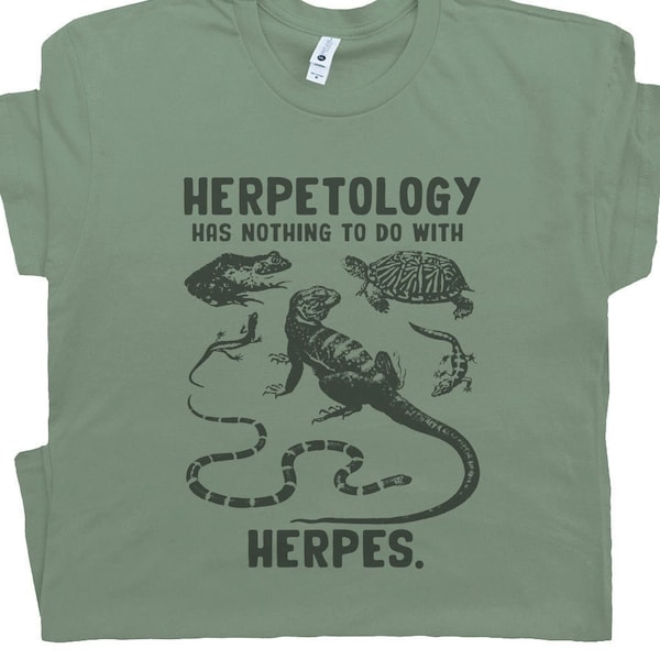 Herpetology T Shirt Funny Snake Handling Weird Shirts for Men Women Reptile Frog Tshirt Herping Shirts Herpes Public Lice Alligator Shirt