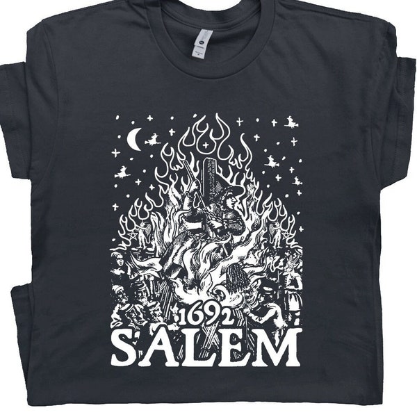 Salem Witch T Shirt Witchcraft T Shirt Occult Shirts for Women Men Salem Witch Trials Witch Moon Spells Tarot Card Graphic Witchy Woman Tee