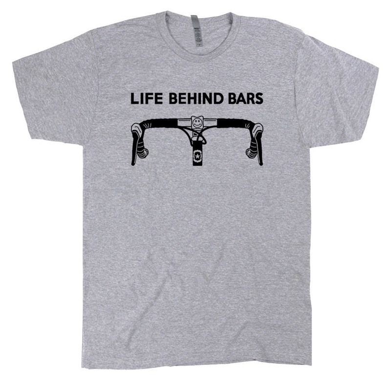 Cool Cycling T Shirt Life Behind Bars Bicycle Tee Retro Biking Shirts Mens Bicycle Shirt Hilarious Witty Humor Cyclist Shirts Gift for Biker image 2