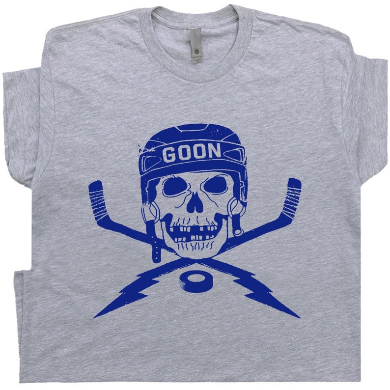 Cool Hockey Shirt Vintage Hockey T Shirt Graphic Skull and Hockey Sticks Shirt Retro Goalie Tee Gift For Hockey Player Eat Sleep Hockey 
