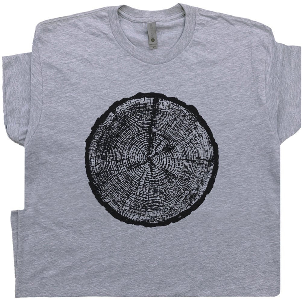 Tree Rings T Shirt Cool Camping T Shirt Graphic Print Retro Outdoors Design Wilderness Tee Funny Hiking T Shirt Gift For Men Women Kids