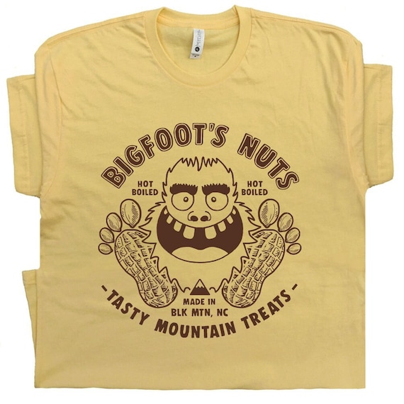 Bigfoot T Shirt Funny Cryptid Shirt Bigfoot's Nuts Tee Novelty Boiled Peanuts Sasquatch T Shirt Yeti Shirt Hilarious Monster Graphic Tshirt