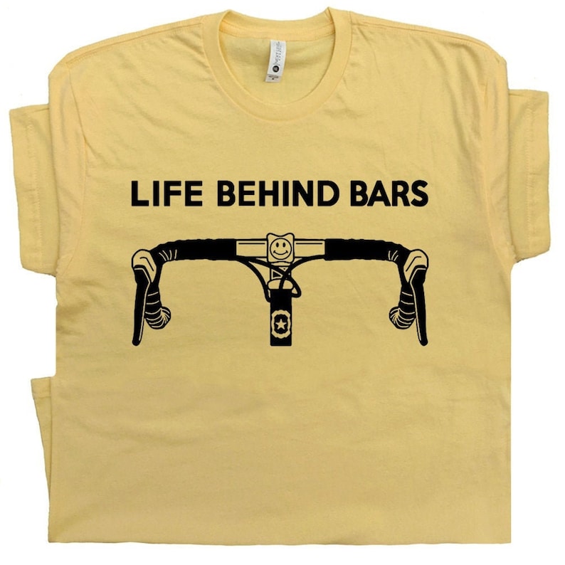 Cool Bicycle T Shirt Life Behind Bars Funny T Shirts Biking T Shirt Witty Bike Tee Gift For Women Men Cycling Hilarious Humor Biker Shirts image 1