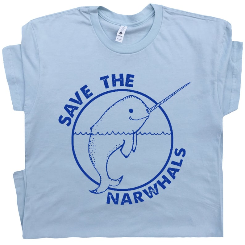 Narwhal T Shirt Save The Narwhals Shirts Cute Funny Animal Shirts Vintage Graphic Retro Saying Tees Cool Narwhal Shirts For Men Women Kids 