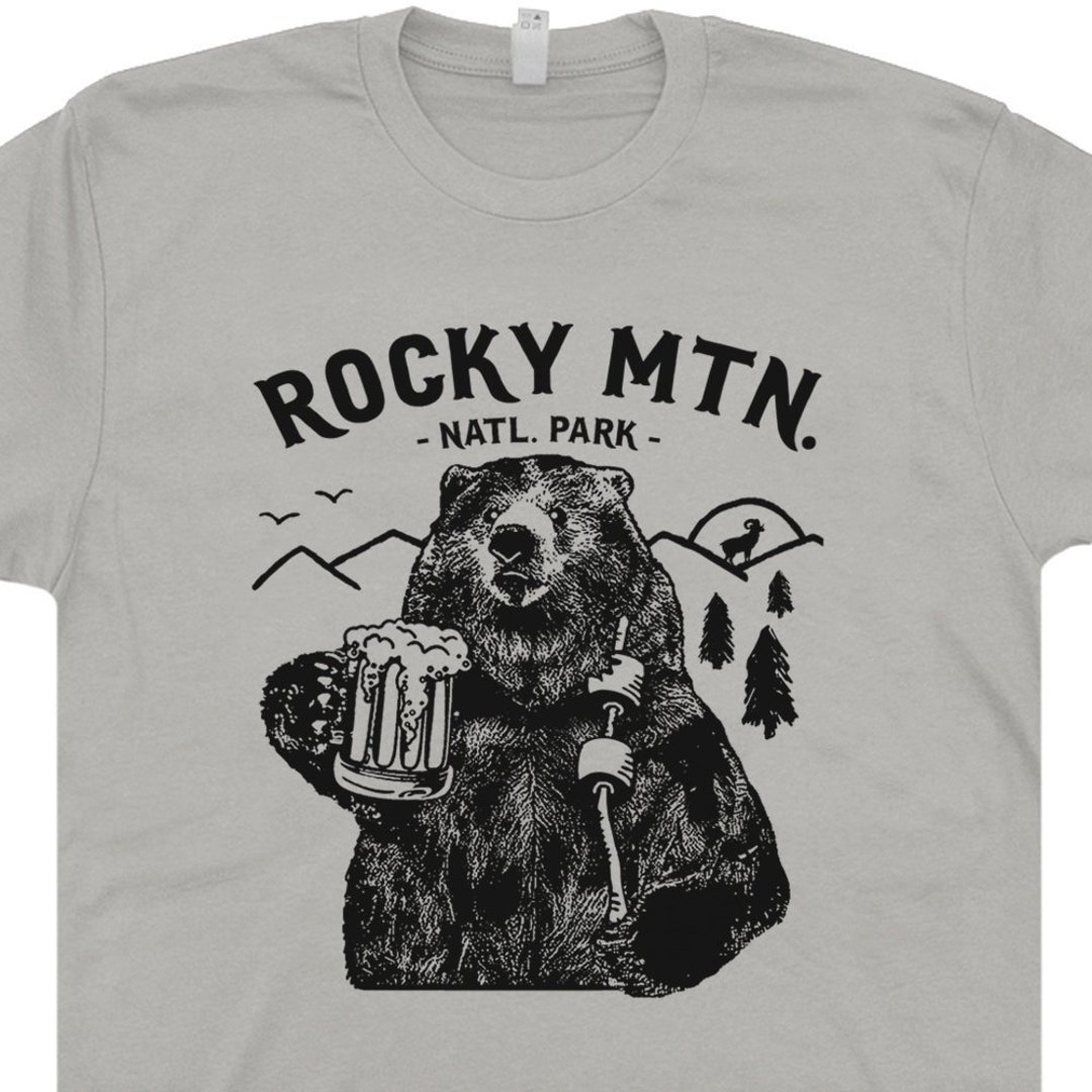 Rocky Mountains T Shirt National Park Vintage Tee Cool Bear T Shirt