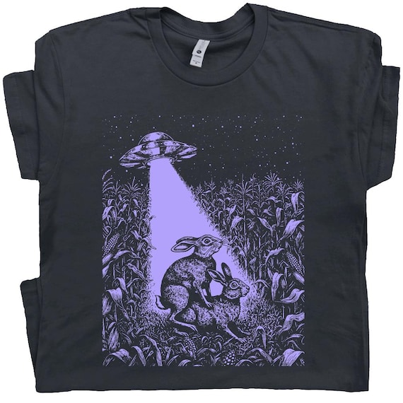 Ufo T Shirt Funny Alien Shirt Bunny Rabbit Shirt Offensive Shirt For Men Women Ufo Abduction Shirt  Flying Saucer Shirt Cool Graphic Tee