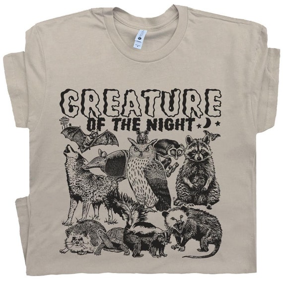 Creature Of The Night T Shirt Raccoon Shirt Funny Shirts for Women Men Guys Cool Possum T Shirt Vintage Animal Graphic Tee Armadillo T Shirt
